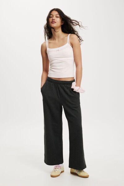 Classic Lightweight Wide Leg Sweatpant, CHARCOAL MARLE