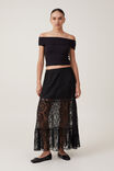 Lace Tiered Maxi Skirt, BLACK - alternate image 1