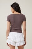 Camiseta - Heidi Picot Trim Short Sleeve Top, DARK MAUVE - vista alternativa 3