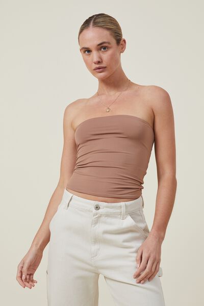 Sculpted Tube Top, RUSSET BROWN