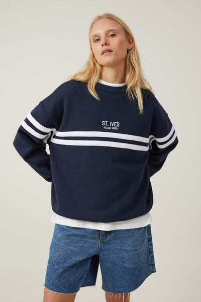Classic Fleece Graphic Crew Sweatshirt, ST IVES / INK NAVY