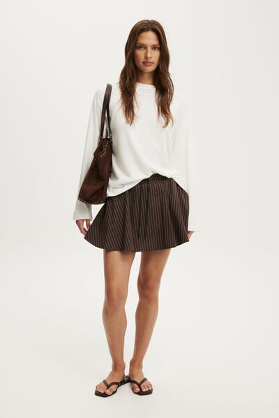 Chloe Skort, KYLIE PINSTRIPE DARK OAK