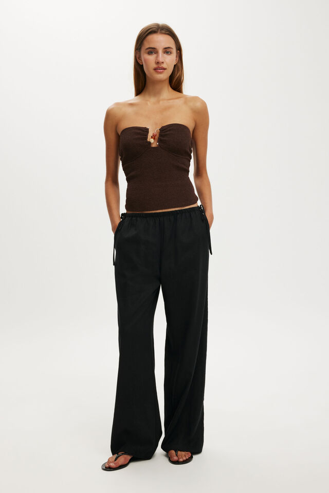 Metal Trim Knit Bandeau, SPICED COCOA