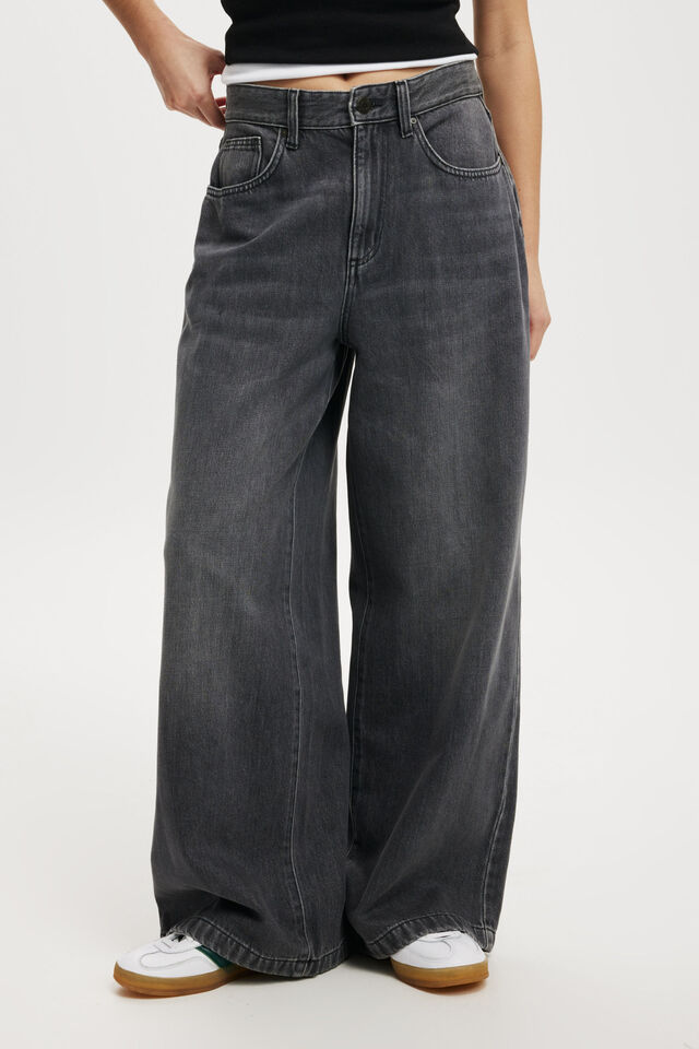Lyocell Super Wide Jean Asia Fit, WASHED GREY