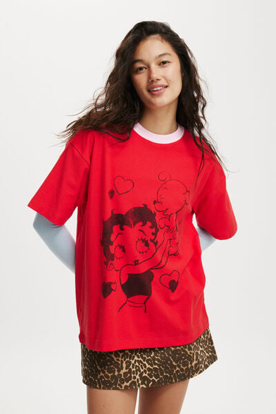 The Lcn Boxy Graphic Tee, LCN BBP BETTY BOOP BEST FRIENDS/ LAVA FLARE