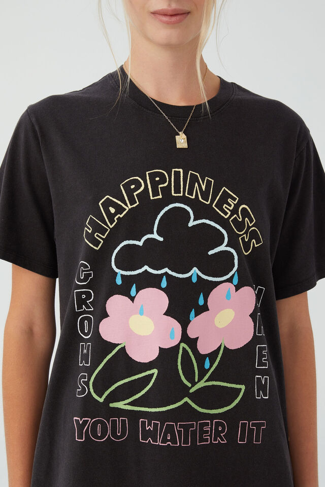 Camiseta - Regular Fit Graphic Tee, HAPPINESS GROWS/BLACK