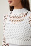 Open Knit Crop Pullover, WHITE - alternate image 4