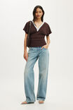 Benni Cinched Vee Tee, DARK OAK/SEASIDE BLUE - example image 2