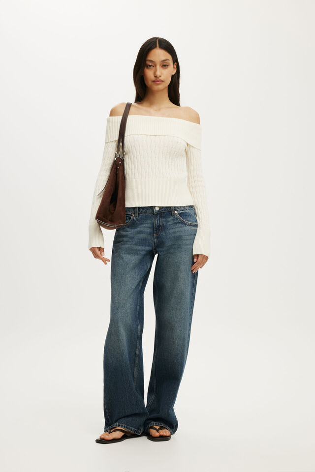 Lotus Off Shoulder Knit, PORCELAIN
