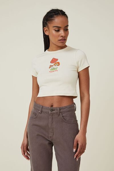 Micro Fit Rib Graphic Tee, DOING MY BEST/SANDY BROWN