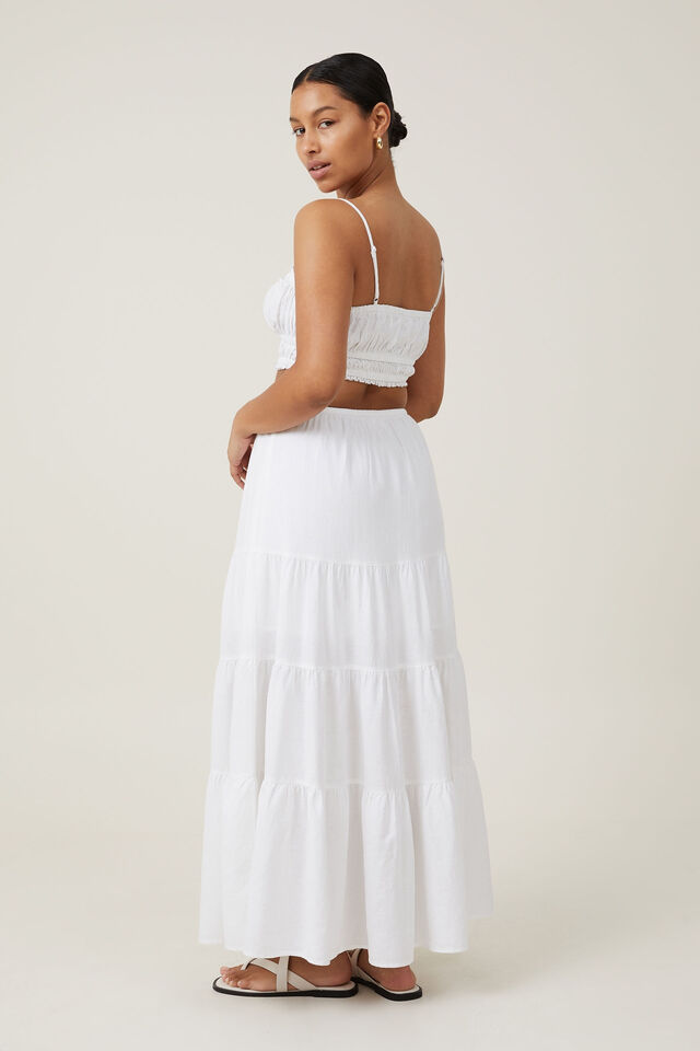 Haven Tiered Maxi Skirt, WHITE