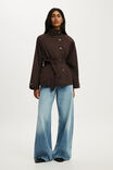 Casaco - Harlow Funnel Neck Cropped Trench, DARK OAK - vista de exemplo 2