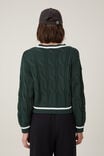 Cable Cotton V-Neck Pullover, PINE FOREST GREEN - alternate image 3