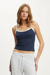 Goldie Rib Scoop Cami, SHADOW NAVY/GREY MARLE BIND - example image 1