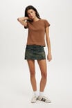 Micro Pleat Denim Skirt, RUST BLUE - example image 2
