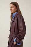 Brooklyn Faux Leather Trench Coat, BERRY - alternate image 4