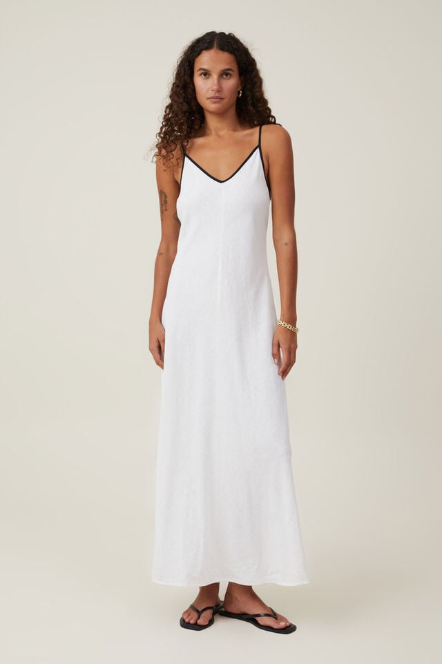 Haven V Neck Maxi Dress, WHITE