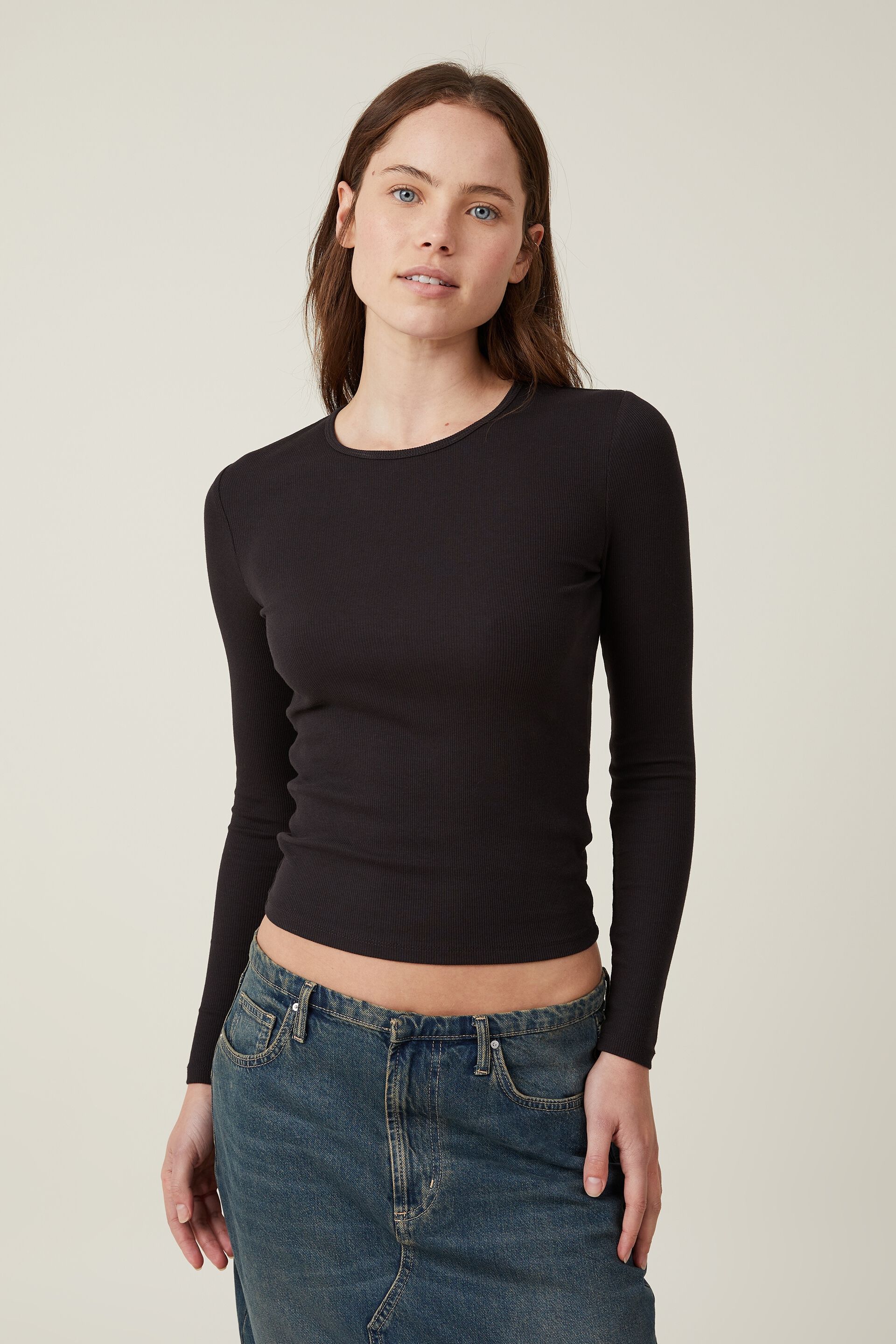 Cotton On Women The One Organic Rib Crew Long Sleeve Top | CoolSprings  Galleria
