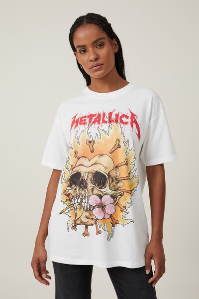 The Oversized Metallica Tee, LCN PRO METALLICA FLOWER SKULL/VINTAGE WHITE