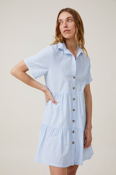 Noah Mini Shirt Dress, LAYLA STRIPE BLUE