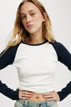 Kelsey Raglan Long Sleeve, VINTAGE WHITE/INK NAVY - alternate image 4