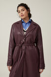 Brooklyn Faux Leather Trench Coat, BERRY - alternate image 2