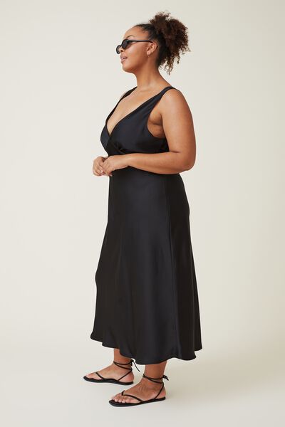 Curve Amalfi  V-Neck Midi Dress, BLACK