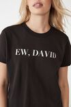 Classic Tv Movie T Shirt, LCN ITV SCHITTS CREEK EW DAVID/WASHED BLACK