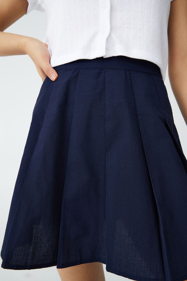 Woven Becca Pleated Mini Skirt, MEDIEVAL BLUE