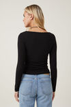 Camiseta - Hazel Boat Neck Long Sleeve Top, BLACK - vista alternativa 3