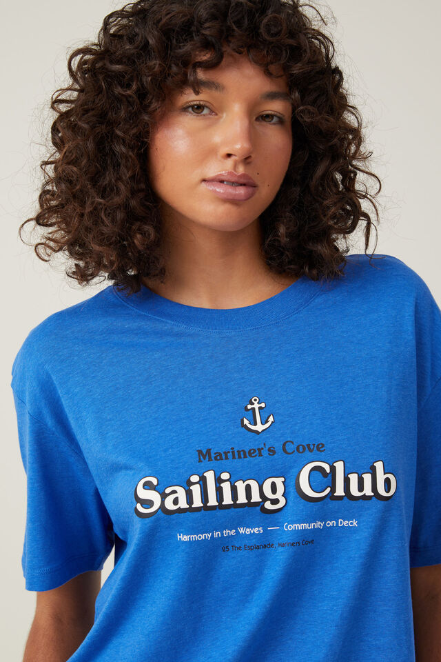 The Oversized Graphic Tee, SAILING CLUB/PACIFIC BLUE