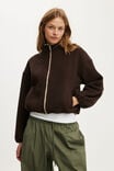 Polar Fleece Zip Through, DARK OAK/MILK TEA TIPPING - example image 1