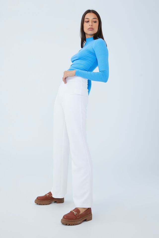 Staple Rib Mock Neck Long Sleeve Top, FORGET ME NOT BLUE
