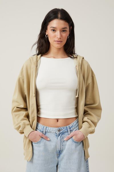 Classic Washed Zip-Through Hoodie, WASHED LIGHT SAND