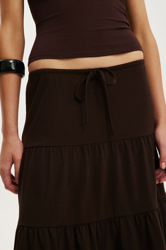 Maple Tiered Midi Skirt, DARK OAK