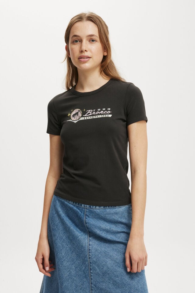 Ford Bronco Fitted Graphic Longline Tee, LCN FORD BRONCO ROAD TRIPPER/WASHED BLACK