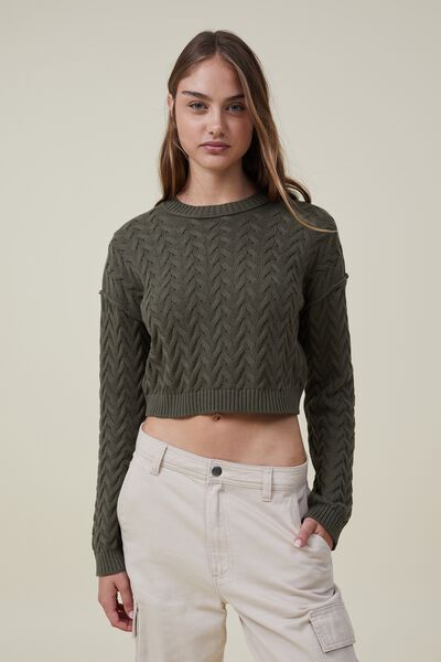 Crop Cable Crew, SOFT OLIVE