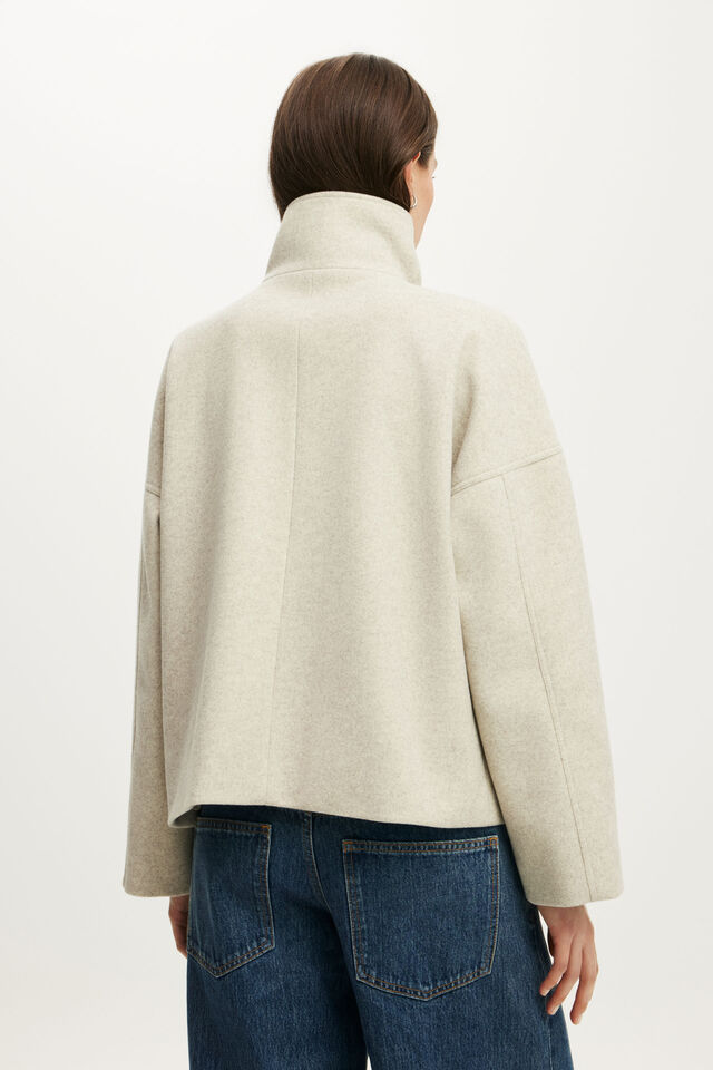 Funnel Neck Coat, OATMEAL