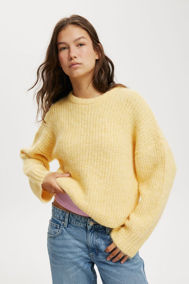 Lux Crew Sweater, LEMON ICING FLUFFY