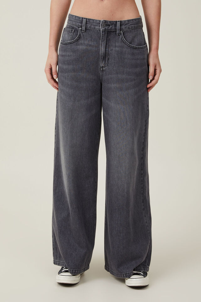 Lyocell Super Wide Jean, WASHED GREY