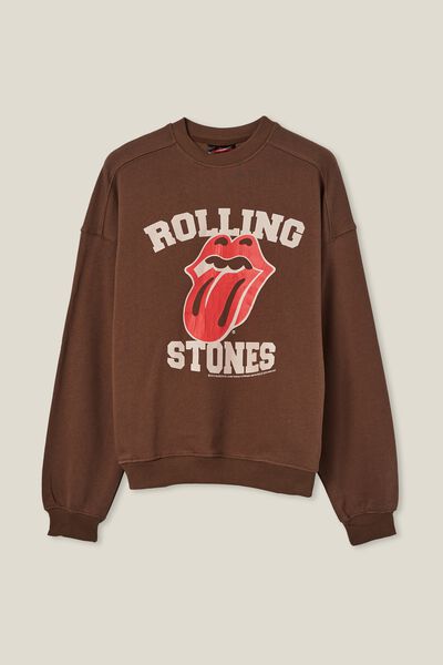 Rolling Stones Crew Sweatshirt, LCN BRA ROLLING STONES 89/SCHOOL BROWN