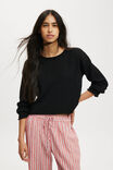 Roll Over Boat Neck Pullover, BLACK - alternate image 1