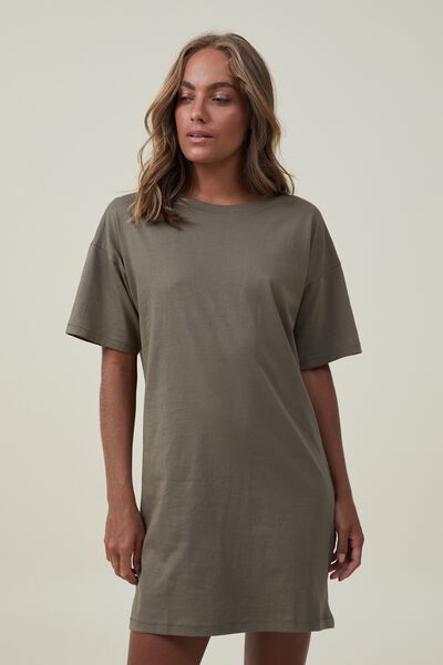 The 91 Classic Organic T Shirt Dress, SOFT OLIVE