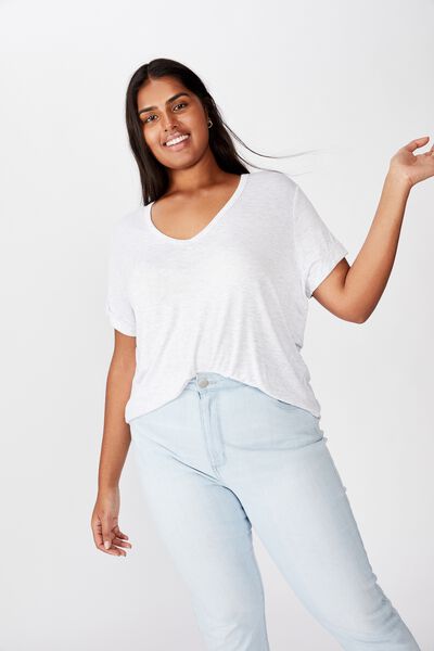 Curve Karly Short Sleeve Tee, SILVER MARLE