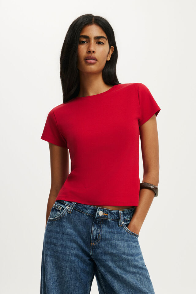 90S Baby Tee, RED PETAL