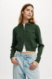 Sporty Double Knit Cardi, PINE FOREST GREEN - alternate image 1