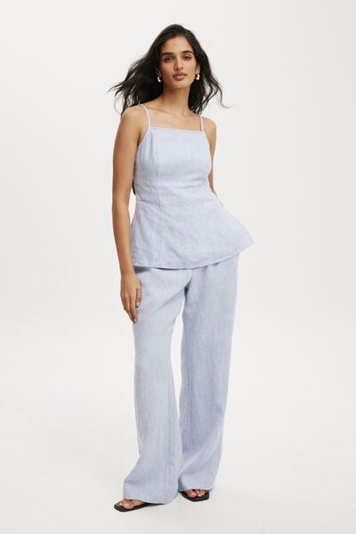 Elle Linen Flare Pant, PARISIAN LAVENDAR MARLE