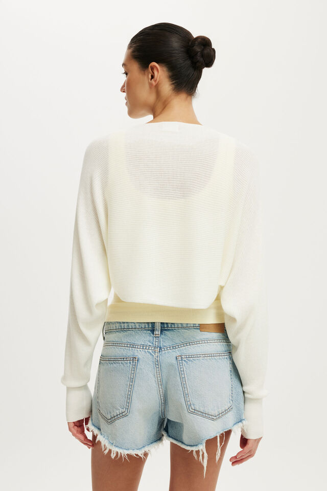 Ribbed Shrug Cardi, PORCELAIN