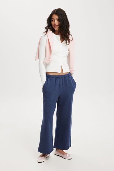 Classic Lightweight Wide Leg Sweatpant, VINTAGE NAVY MARLE