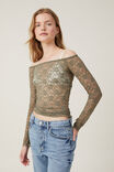 Camiseta - Shae Lace Off The Shoulder Long Sleeve, WOODLAND - vista alternativa 1